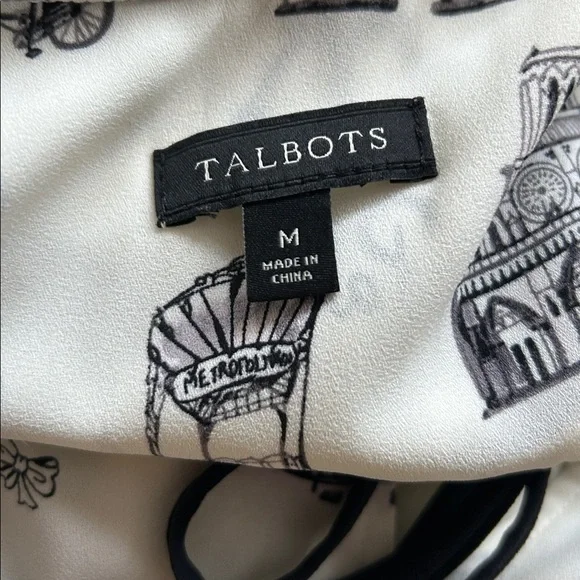Talbots women’s Paris inspired black cream blouse size medium - Picture 9 of 10